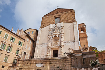 Ancona, Marche, Italy: the ancient church San Francesco alle Scale with the beautiful Gothic portal