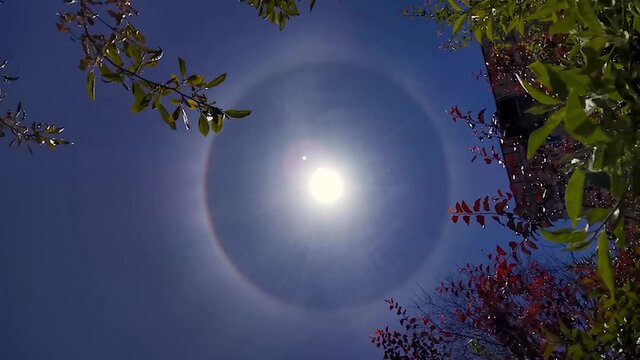 fantastic beautiful sun halo phenomenon