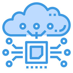 Cloud Computing blue outline icon