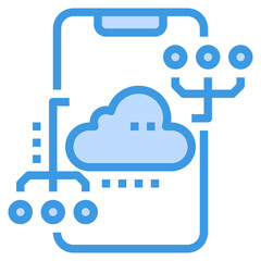 Cloud Computing blue outline icon