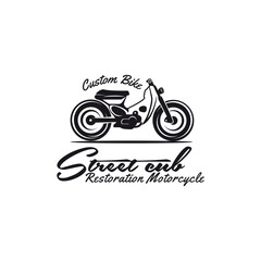 custom bike logo design monochrome,vintage logo,motorcycle logo,street cub,vector template