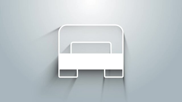White Big bed for two or one person icon isolated on grey background. 4K Video motion graphic animation