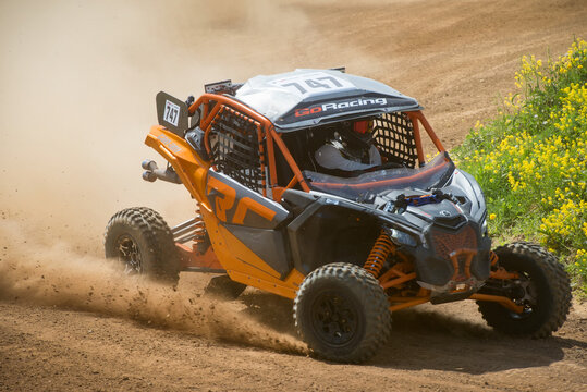 MOSCOW, RUSSIA - MAY 22, 2021: Bely Yevgeny 747, All-Terrain Vehicle Autocross Competition (SSV), in the first stage of the racing series F7 CHALLENGE 2021, Auto-Moto Track Burtsevo
