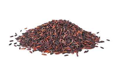 Heap of Riceberry Rice isolated on white background.