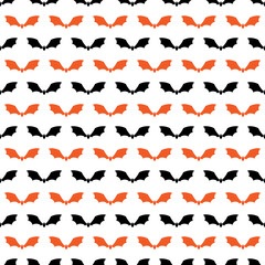 seamless pattern with black bat silhouette on white background.