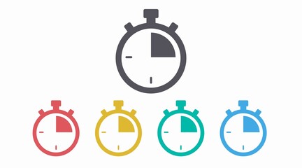 Vector Isolated Illustration Set of a Clock. Black and White Time Icon Set, Chronometer Icon Set