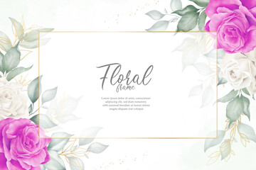 Watercolor Floral arrangement background template with minimalist flower arrangement