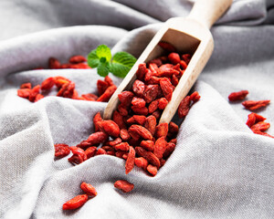 Dry red goji berries for a healthy diet.