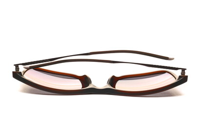 New modern stylish black sunglasses with anti reflective lenses isolated on white background