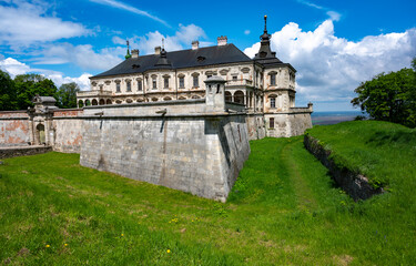 old authentic europe castle on a hill with landscape view  