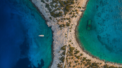 The uninhabited islet of Alimia near the Greek island of Halki in the Dodecanese archipelago north...