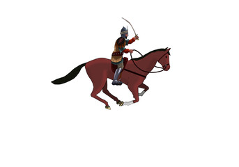 man on the red horse with sword	