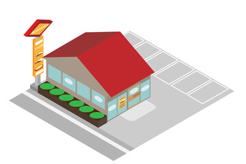 アイソメトリックなファミリーレストラン