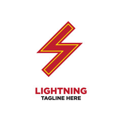 simple minimalist vector red lightning logo, lightning bolt logo for brands and companies