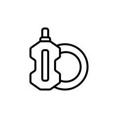 Washing Plate Outline Icon, Logo, and illustration