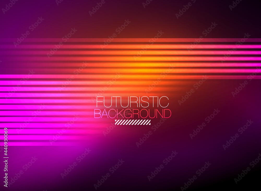 Aufkleber bright neon color techno abstract background, shiny glowing neon lines in the dark background