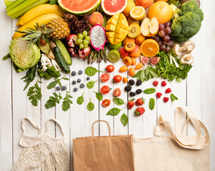 Shopping for vegetables and fruits using eco-bags