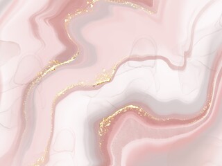 pink gold marble abstract background. alcohol ink golden line glitter digital painting wallpaper. backdrop design.