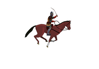 man on the red horse with sword	