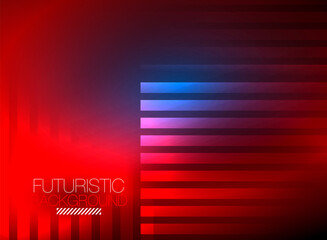 Bright neon color techno abstract background, shiny glowing neon lines in the dark background