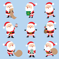 Set of cute Santa Claus vector illustration