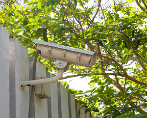 CCTV cameras installed outside the building safety protection concept.