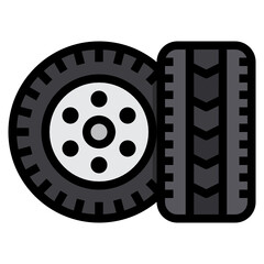 Tyre filled outline icon