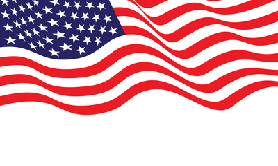 United state of America flag wave on white background vector illustration.