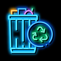 waste recycling neon light sign vector. Glowing bright icon waste recycling sign. transparent symbol illustration
