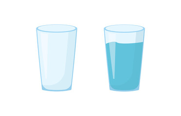 Set of glass flat icon.Vector illustration isolated on white background.