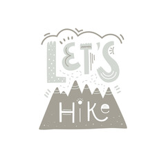 Let's hike hand drawn lettering - Vector illustration - Flyer poster typography, print design for t shirt, card, bag, cover