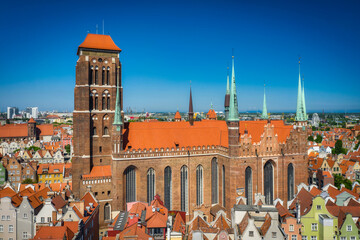 Obraz premium Beautiful architecture of the main city of Gdansk at summer. Poland