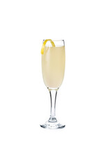 French 75 cocktail in glass isolated on white background