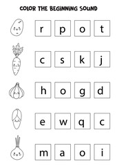 Fototapeta premium Learning English language for children. Color the beginning sound.