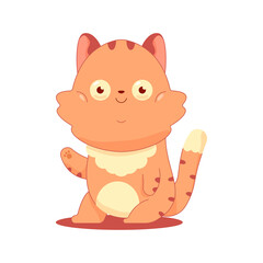 Funny cat vector cartoon character isolated on a white background.