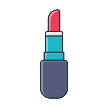 Red lipstick vector cartoon illustration isolated on a white background.