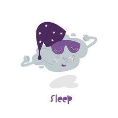 Rest and sleep more icon. The cloud in bed cap.