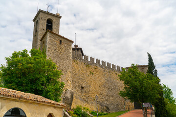 San Marino, San Marino 31th may 2021 - Prima Torre (ex cisterna) the Main tower of the mountain...