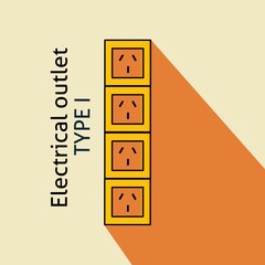 Electrical plugs and electrical outlets Type E, flat design, simple.