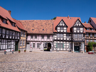 Häuser der Altstadt von Quedlinburg in Sachsen-Anhalt