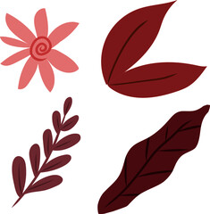 4 types of pink leaves vector