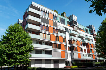 Modern residential building, summer time