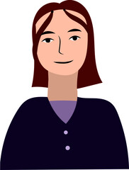 Young woman with dark red short hair. Beautiful teenager girl vector.