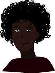 Beautiful Black girl with curly hair portrait vector