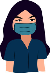 Girl with mask illustration vector