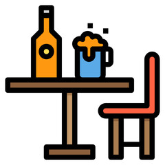 Table filled outline icon