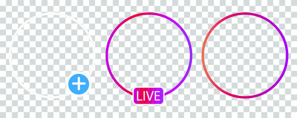  story, live stream, new story badge vector set.