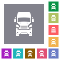 Truck front view square flat icons