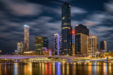 Fototapeta na wymiar Brisbane, Australia - City illuminated at night