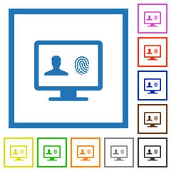 Criminal background check flat framed icons